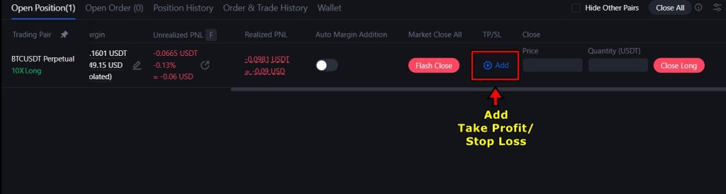 Add TP/SL to your position