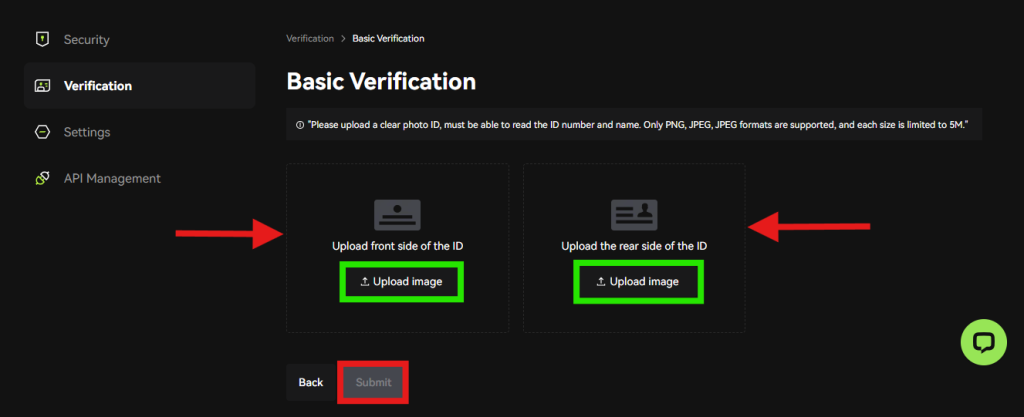 Bitunix basic KYC verification