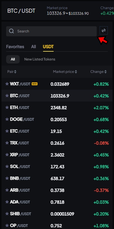 WEEX Spot Trading Tutorial: Select a Trading Pair