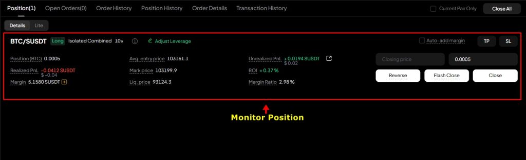 WEEX Futures Trading Tutorial: Monitor your position