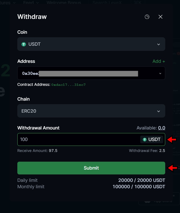 Enter the Withdrawal Amount and Confirm