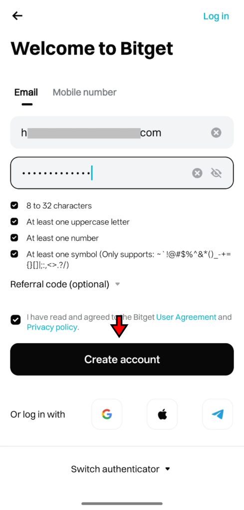Bitget App Tutorial: sign up page