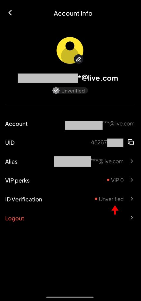WEEX APP Tutorial: Account Info page