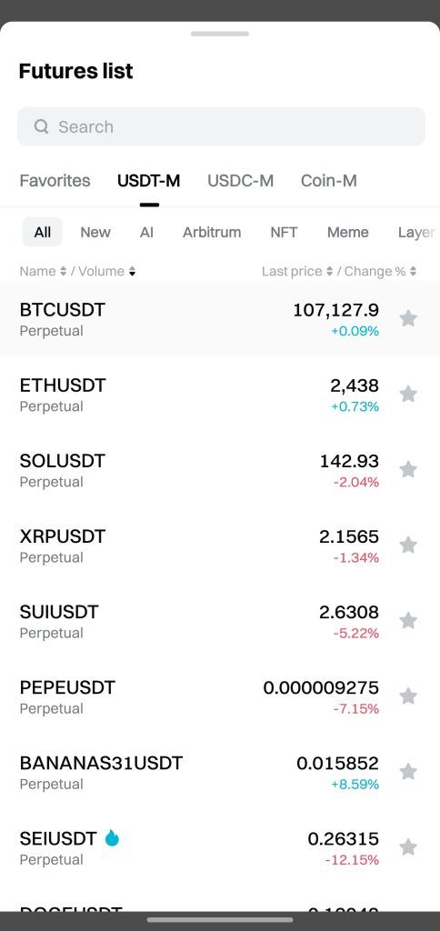 Bitget App Futures Trading Tutorial: Select trading pairs