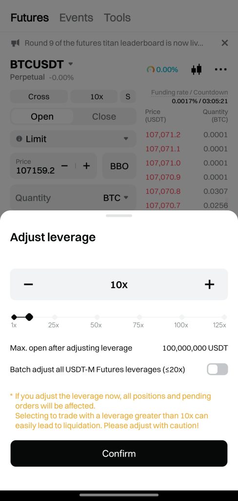 Bitget App Futures Trading Tutorial: Adjust trading leverage