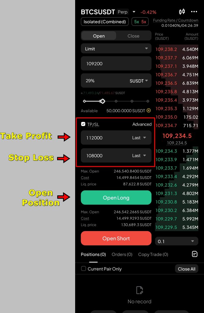 WEEX app Futures Trading Tutorial: Add TP and SL