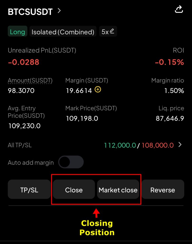 WEEX app Futures Trading Tutorial: Closing your position