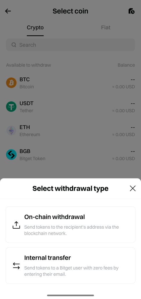 Bitget App Withdrawal Tutorial: Choose withdrawal methods