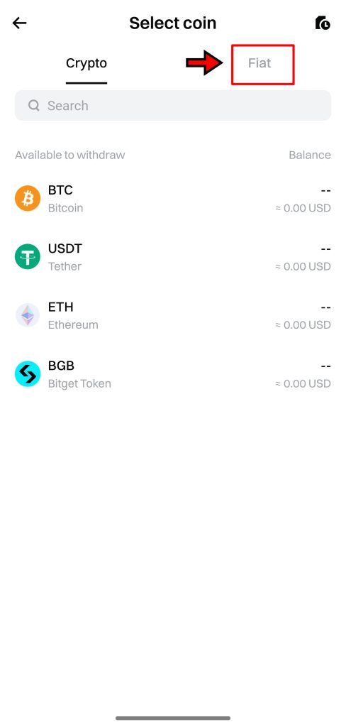 Fiat withdrawals on Bitget app