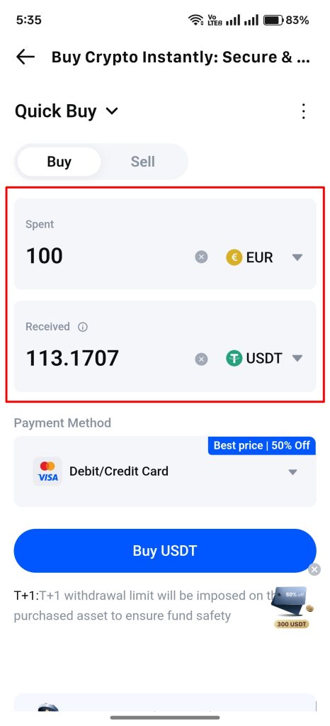 MEXC App Deposit Tutorial: Select currencies to trade